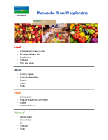 Menus du 15 au 19 septembre